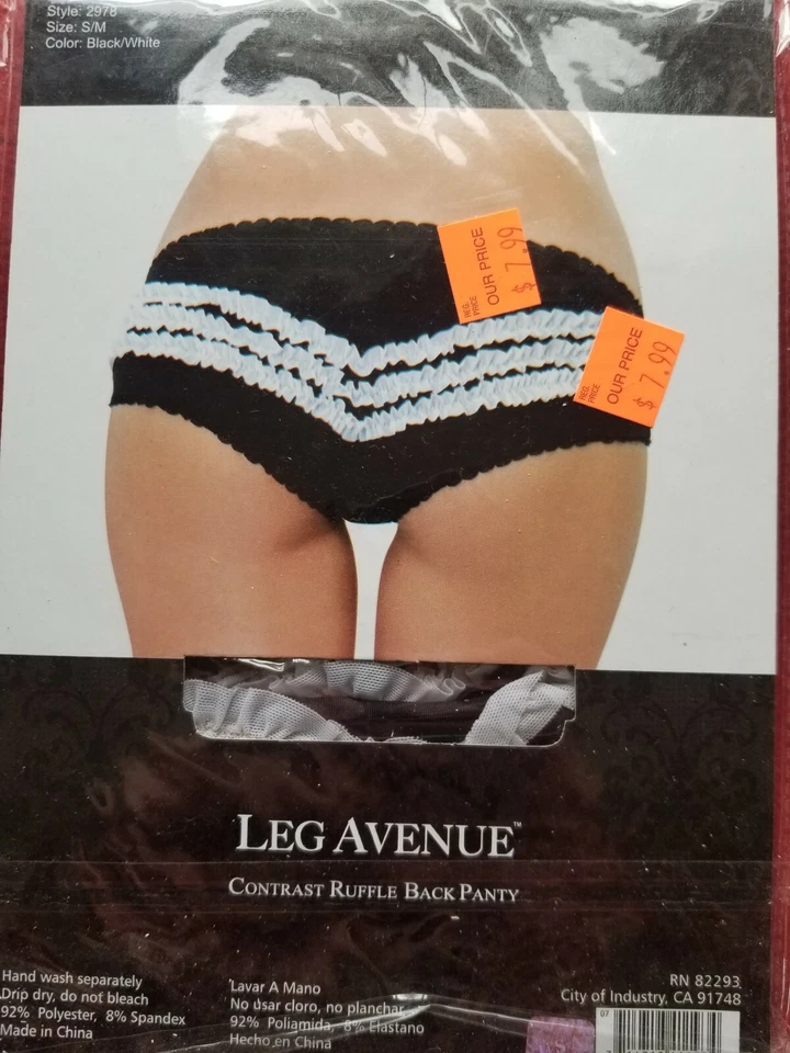 Panty trasero con volantes en contraste Leg Avenue talla S/M  Foto 2 de 3