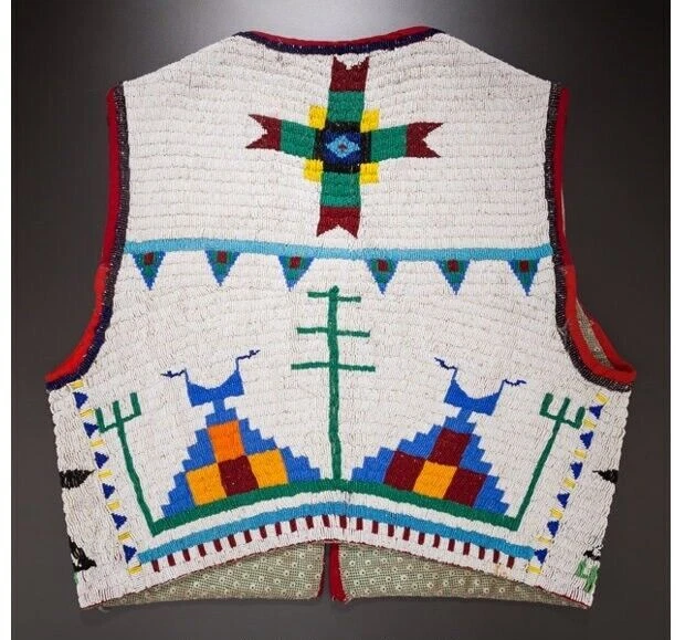 Old American Sioux Style Fully Beaded Powwow Regalia Beaded Vest PRV212 - product detail image 4