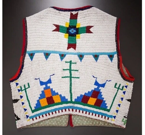 Old American Sioux Style Fully Beaded Powwow Regalia Beaded Vest PRV212 image 4