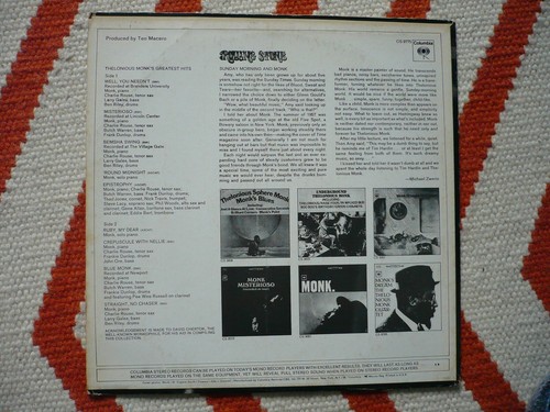 Thelonious Monk Monk's Greatest Hits Vinyl US Import 1969 Columbia 1G/1F Jazz LP - Picture 7 of 7