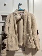 New Fluffy Fleece Full-zip Jacket 2 Pocket Brown Size M