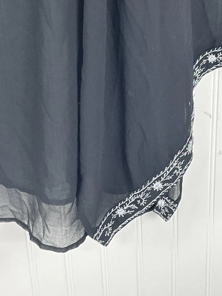 Blusa túnica transparente Millenium para mujer negra plateada mangas kimono talla 16 Foto 3 de 4