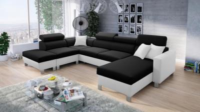 Ecksofa mit Schlaffunktion Wohnlandschaft Seto Polstersofa Couch XXL Sofa 26