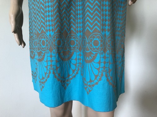 Anna Sui For Anthropologie Teal Printed Boho Funky Artsy Whimsical Dress 6 - Picture 3 of 9
