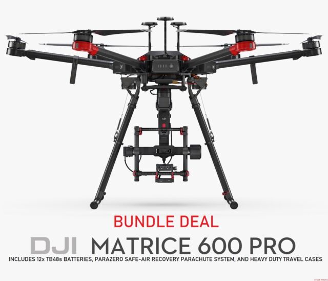 DJI Matrice 600 M600 Pro Drone + 12 TB48s Batteries + Recovery Parachute + Cases