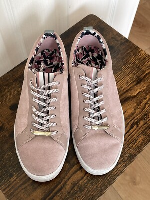 Ted Baker “Ailiz” Dusky Pink Suede Trainers Ladies Size Laces