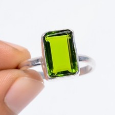 Peridot Gemstone Handmade Women's Fashion Jewelry August Birthstone Ring 9.5 US