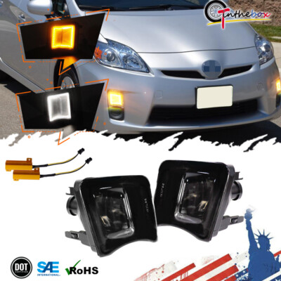 Black Lens SWITCHBACK LED Front Bumper Turn Signal Lights For 10-11 Toyota Prius