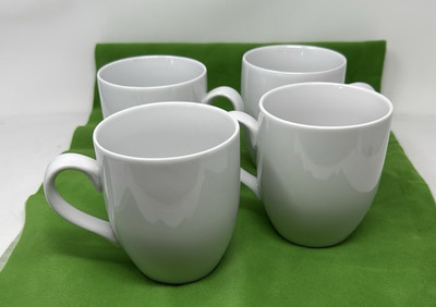 4 Wedgwood Emeril Super White Micaceous Herbaceous Porcelain Coffee Mugs RARE