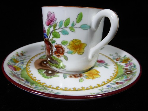 Victorian Spode Copeland T Goode London Eng. Asiatic Pheasant Small Cup & Saucer - Picture 5 of 12