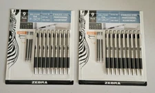 18 Zebra F-301 F301 Ball Point Pens Black Ink Fine Stainless Steel & refills NEW