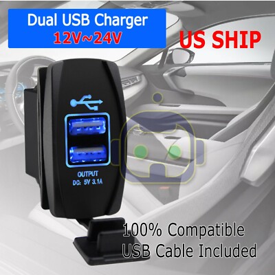 Caricabatterie Doppio USB Per Moto E Auto - 12V/24V Con LED Blu E Interruttore Arb 1117234