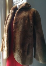 Vintage Sheepskin Fur Jacket Beaver" Beige Bronze 10 12 14 Holywood Glam 1