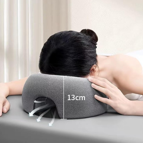 Versatile Memory Foam Face Pillow - Soft O-Shaped Spa Massage Cushion with Zippe - Picture 3 of 7