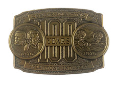 Limited Edition 100 Years 1976 Telephone Industry Brass Belt Buckle Paperweight