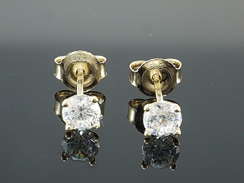 Paar 585 Gold Ohrstecker Dreieck Mit Zirkonia Ohrschmuck Ohringe Soli