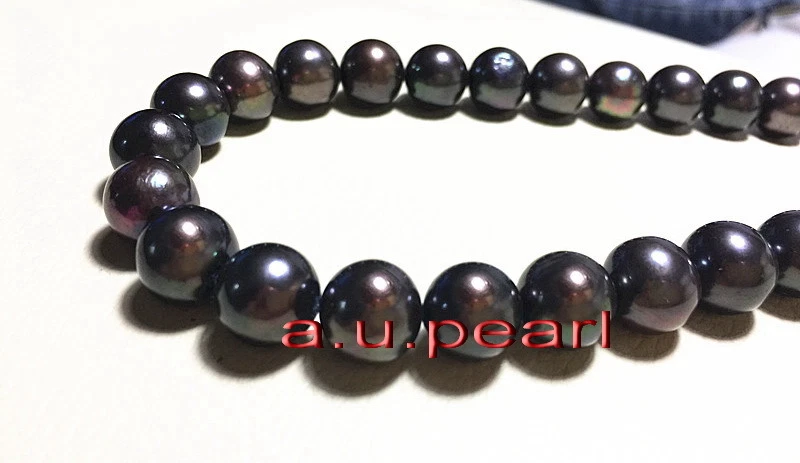 AAAAA 10-11 mm REAL Tahitian round BLACK multicolor pearl necklace 18 INCH 14K - Image 2 of 4