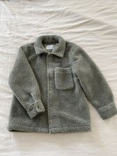 New Zara Boys Olive Green Sherpa Coat Size 9 Years