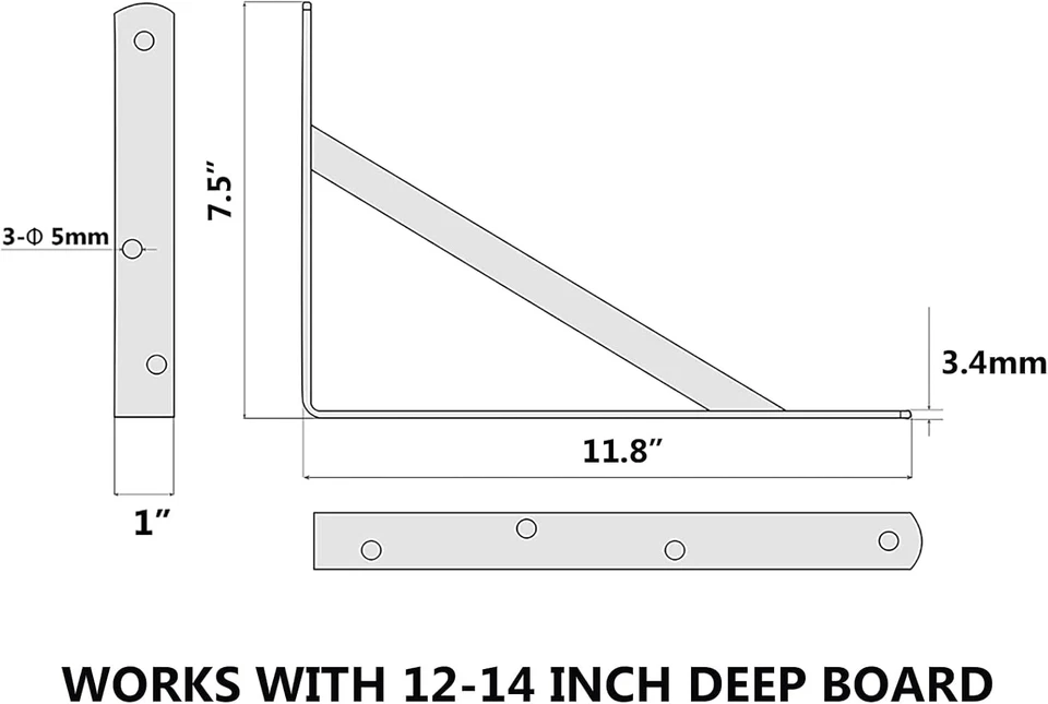 12-Pack 12 Inch Heavy Duty Shelf Brackets, Large Wall Bracket for Floating Shelv - Image 2 of 4