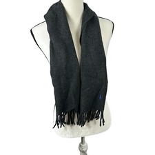 Polo Ralph Lauren Scarf Mens Lambs Wool Gray Rectangle Italy Classic Logo 50