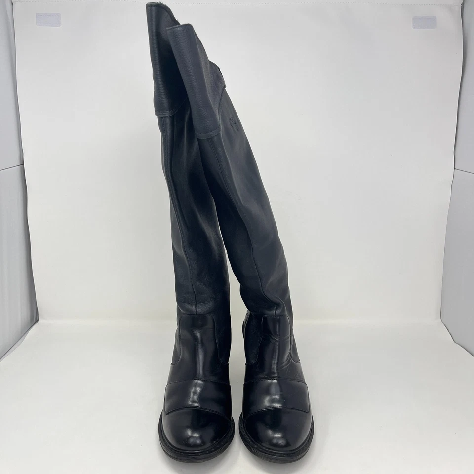 Dr. Martens Ava Black Leather Tall Heeled Zip Biker Boots AW004 Women's Size 7 - Image 3 of 4