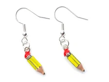 Pencil Earrings Drawing School Miniblings Writing Utensils