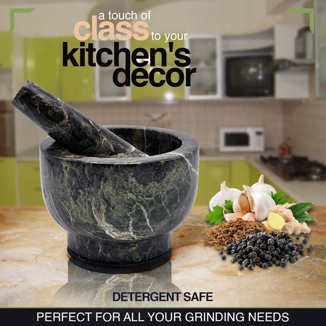 Mortar and Pestle Set with Anti Scratch Pad, Pestle and Mortar, Detergent Safe