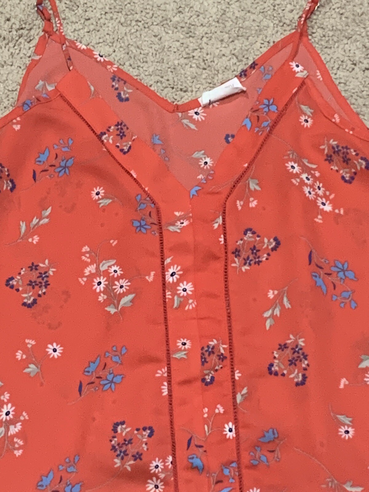 Sienna Sky Womens Shirt Size Small Red Floral Lightweight Flowy Camisole