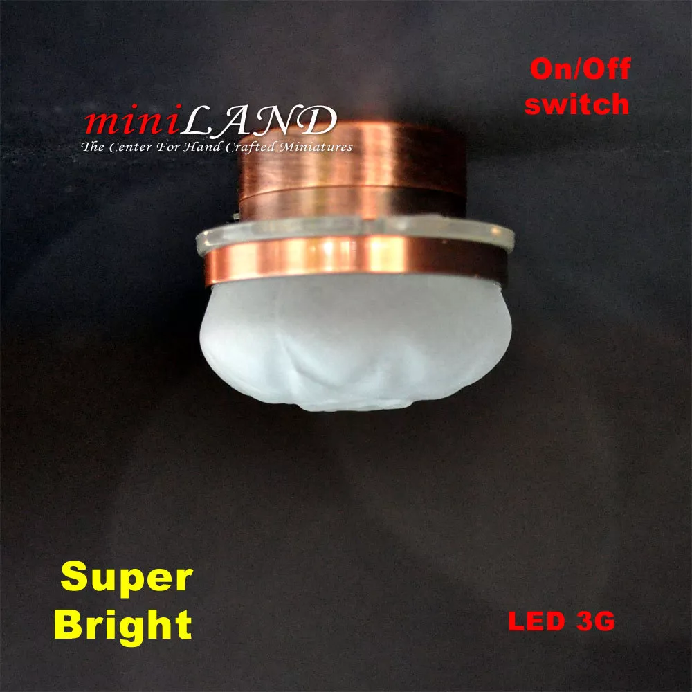 Ceiling SUPER bright battery operated LED LAMP Dollhouse miniature light  COPPER