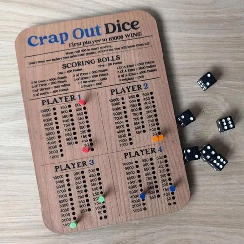 Funny Crap Out Dice Score Board Wooden Dice Board Game Farkle Dice Tray AU - Picture 5 of 12