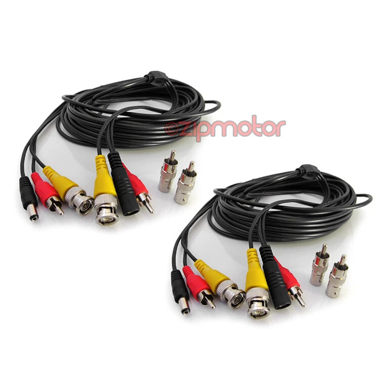 ZIPMOTOR AUTO PARTS 2X 100FT 30M BNC CCTV DVR SECURITY CAMERA SYSTEM AUDIO RCA VIDEO DC POWER CABLE