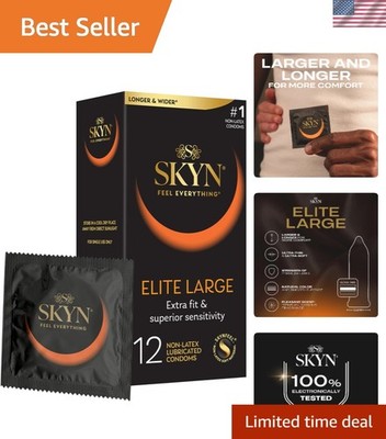Comfortable Elite Large Non-Latex Lubricated Condoms, 12 Count - For Sensitivity