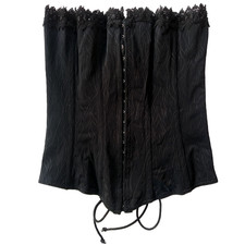 Lucitex Shapewear Corset Top Bustier Hook Eye Lacing Black Y2K Black Sz S/M