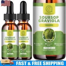 2 pack Soursop Graviola Extract Liquid Drops Support Regeneration, Immune Boost
