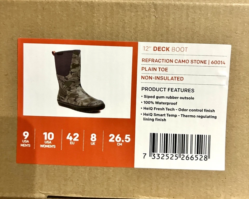 Bota Deck Grundens 12” 60014 CAMUFLAGEM REFRAÇÃO - Tamanho 9 - 100% Impermeável - Imagem 3 de 3