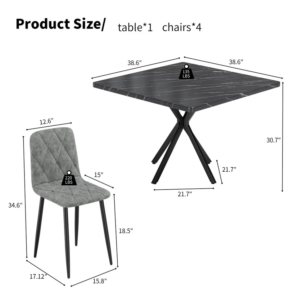 Square Dining Table Set Mid Century Modern Square Dining Table - Image 2 of 4