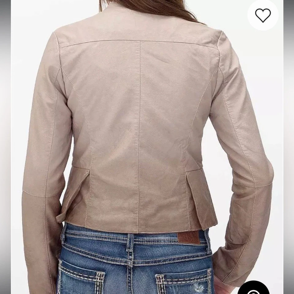 Chaqueta de cuero sintético BKE Moto para mujer talla grande cremallera recortada ombre estilo callejero Foto 2 de 4