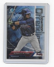 Ronald Acuna Jr Rookie Card 2018 Bowman Chrome #Trending REFRACTOR RC Card #RA. rookie card picture