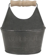 Small Gray Colonial Tin Works Toiletries Bathroom Caddy 450156 Metal With Wooden