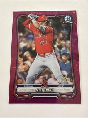 MIKE TROUT 2026 BOWMAN CHROME FUCHSIA WAVE REFRACTOR 1/299 1st On Print Angels