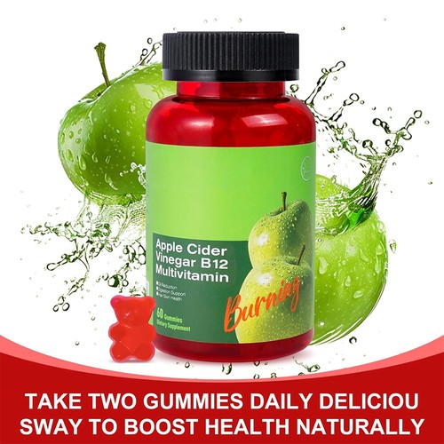 Aceto di Sidro di Mele B12 Multivitaminico, Aceto di Sidro di Mele Gomma AVC, CONFEZIONE DA 1~3 - Foto 11 di 16