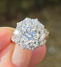 CERTIFIED. ANTIQUE OLD CUT CLUSTER RING from Fine Antique Diamonds