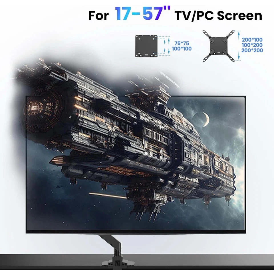 PUTORSEN Heavy Duty Monitor Arm Stand Desk Mount 17"-57" LED Screens Gas Spring - Image 2 of 4