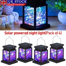4Pcs Waterproof LED Solar Hanging Lantern Lights Outdoor Garden Table Lamp UK