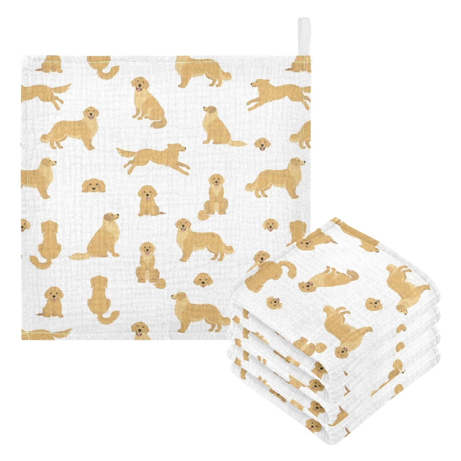 Baby Cotton Washcloths Golden Retriever Dogs Infants Bath Towel for Unisex Go...