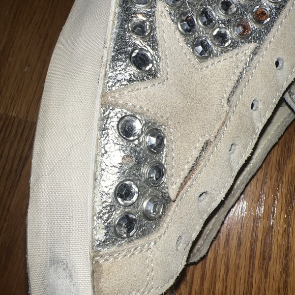 Golden Goose Superstar gris gamuza plateado cuero con gemas talla 37 lee la descripción 4