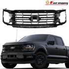 For 2024 2025 2026 Ford F-150 F150 XLT Front Bumper Grille Grill Gloss Black