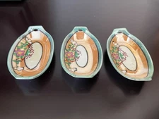 Nippon Lusterware Individual Salt Cellars Hand Painted Floral Set Of 3