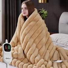 Heated Throw Blanket, Faux Fur Cozy Heating Blanket with Overheat Protection, 1/