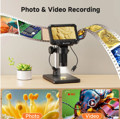 4.3 Inch IPS Digital Microscope 1600X HD Video Coin PCB Inspection With LED